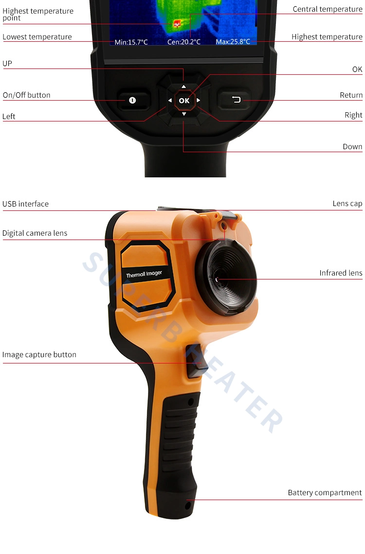 Thermal Imager HD Infrared Thermometer for Floor Heating Power Failure Leak Detection Infrared Thermal Image Night Vision Device USB Data Export